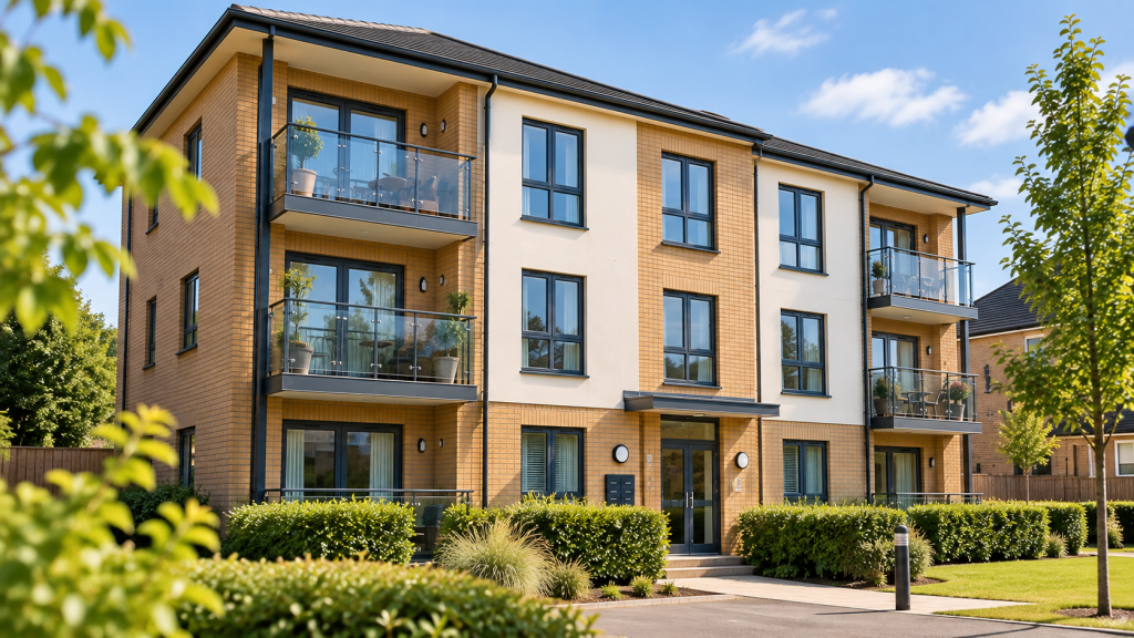Modern apartment building representing a rental property that requires a valid Energy Performance Certificate (EPC).
